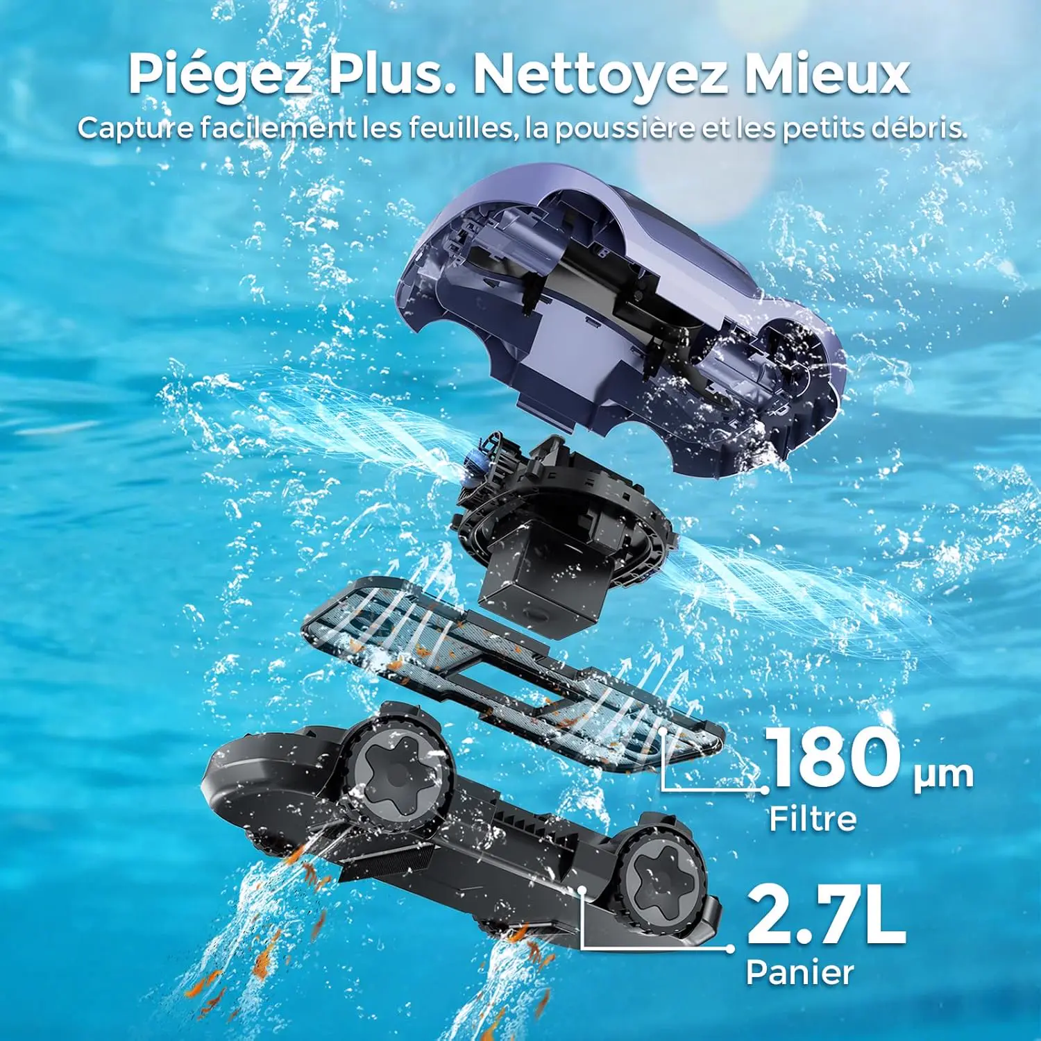 Robot piscine sable vue 4