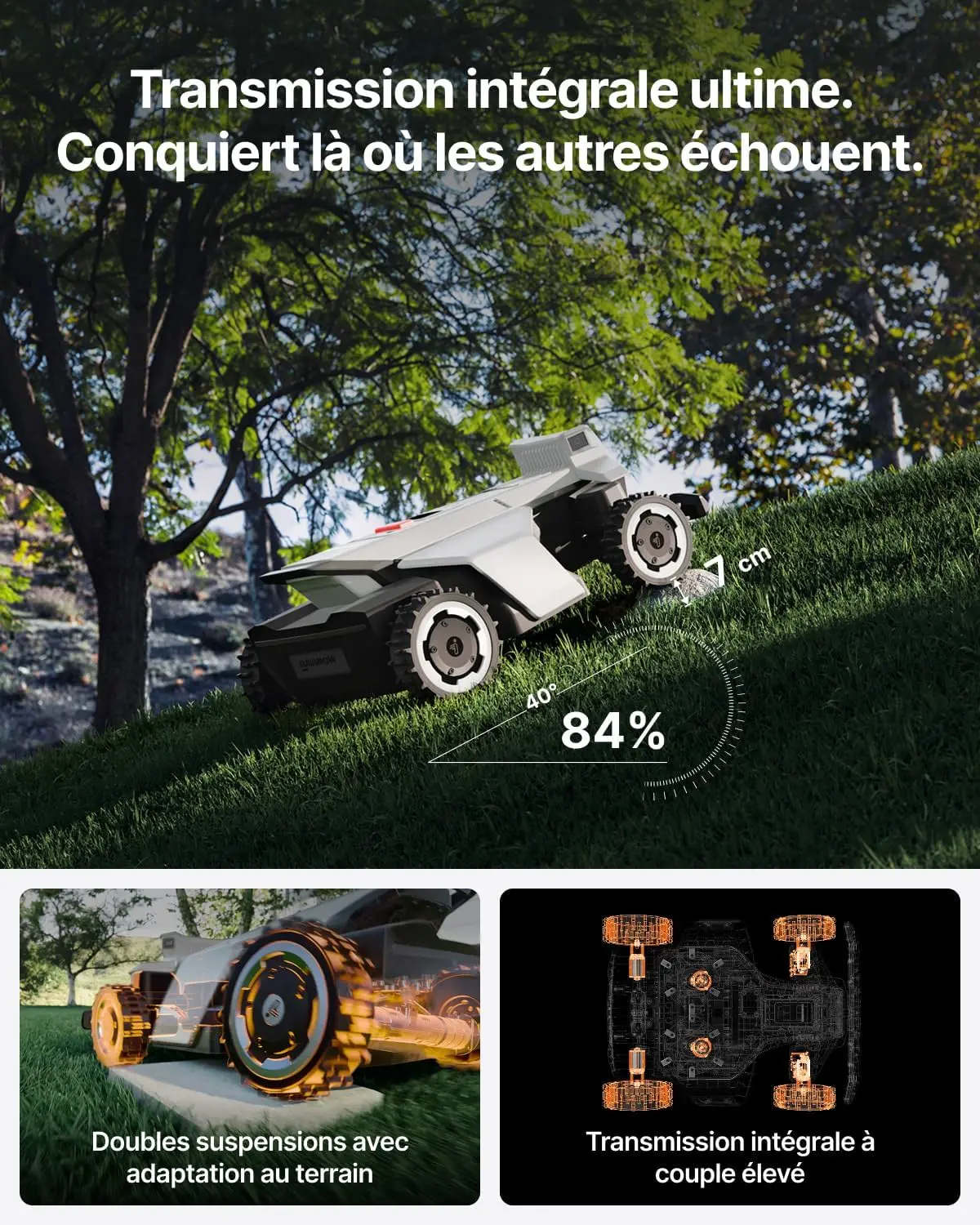 Robot tondeuse gris vue 2