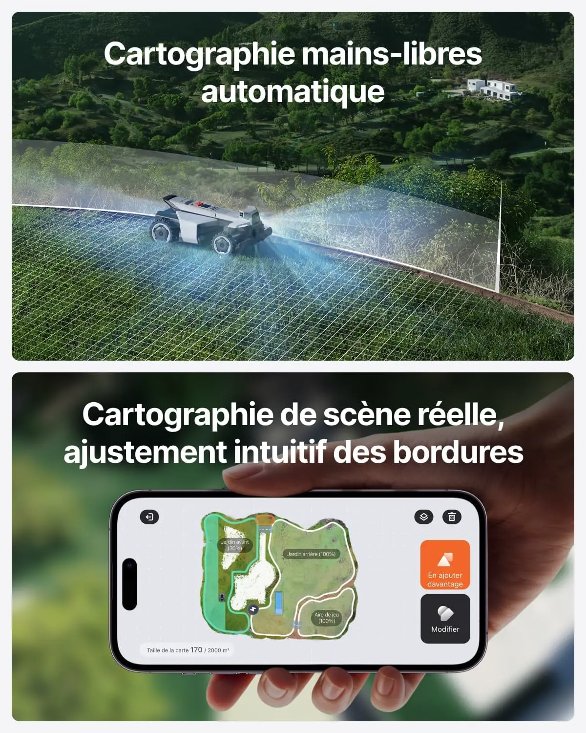 Robot tondeuse gris vue 6