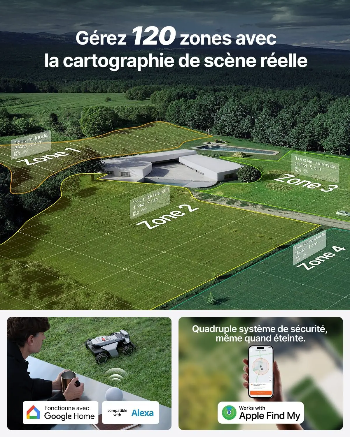 Robot tondeuse gris vue 9