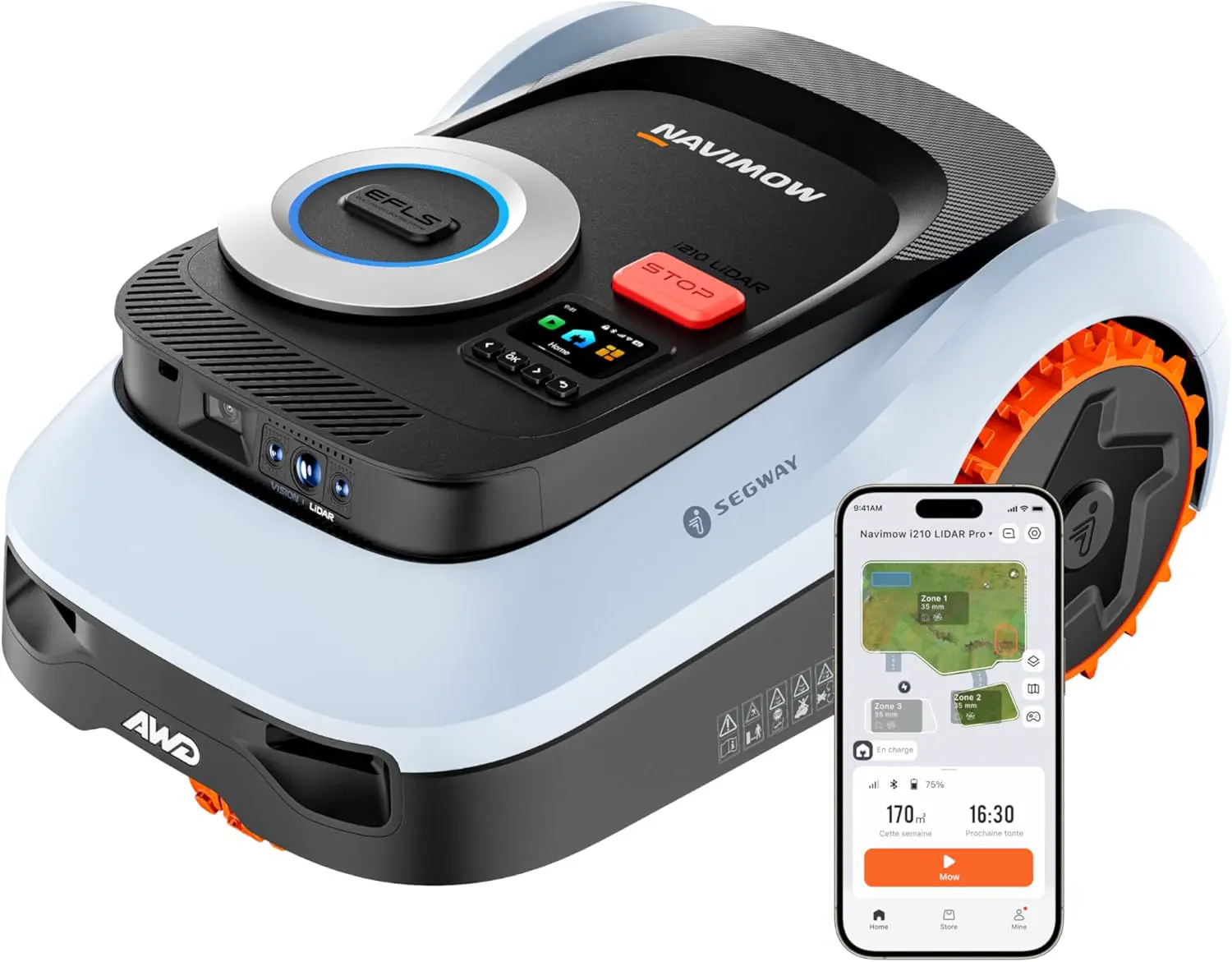 Segway Navimow i210 LiDAR Pro Robot Tondeuse sans Fil périphérique