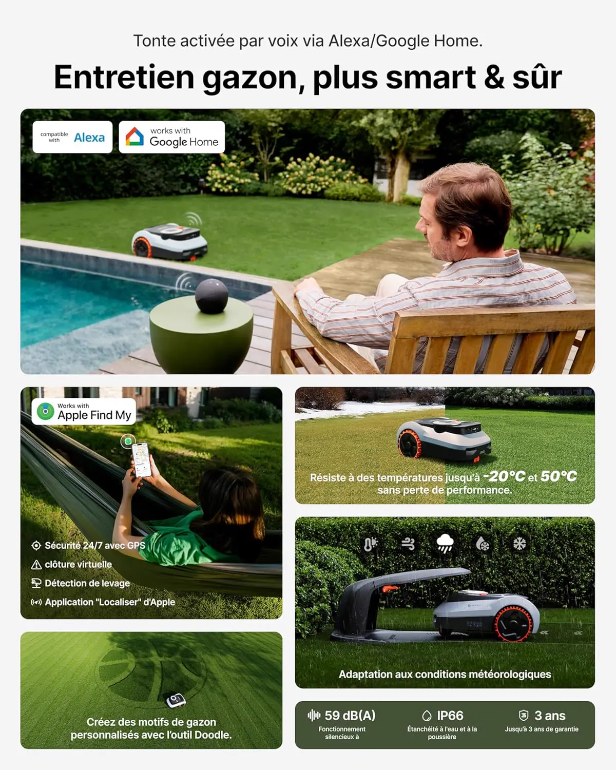 Robot tondeuse Segway Navimow i210 LiDAR Pro Robot Tondeuse av… vue 7