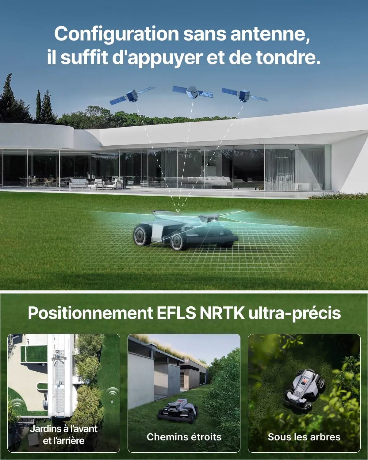 Robot tondeuse gris vue 7