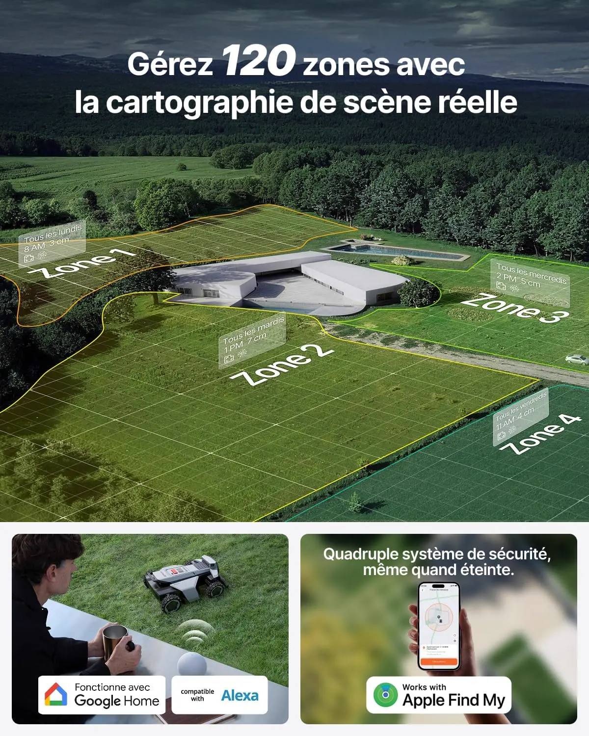 Robot tondeuse gris vue 9