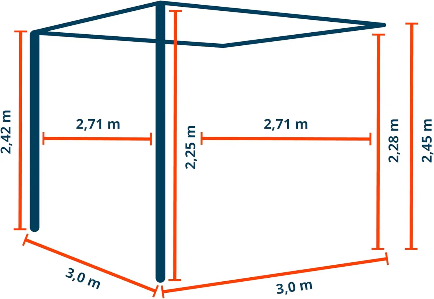 Pergola en aluminium anthracite 3x4 m adossée vue 5