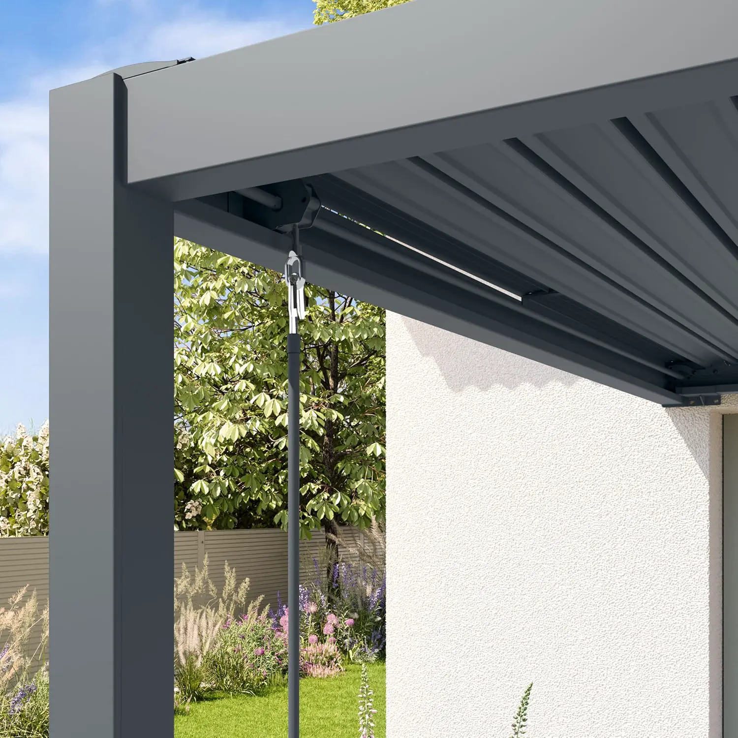 Pergola en aluminium anthracite 3x4 m adossée vue 7