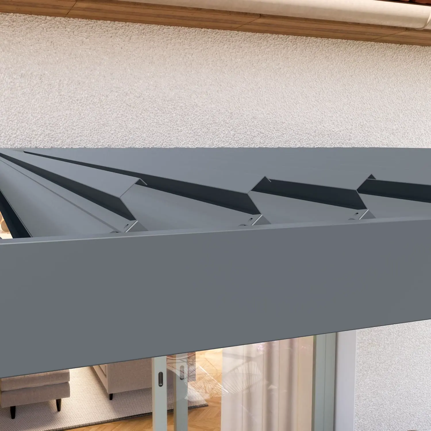 Pergola en aluminium anthracite 3x4 m adossée vue 9