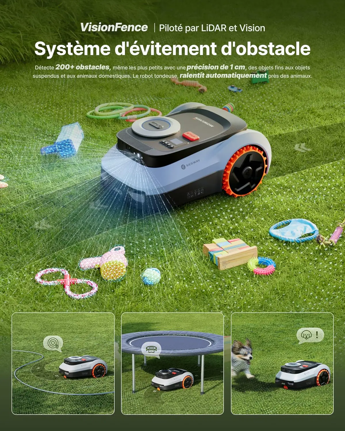Robot tondeuse gris vue 6