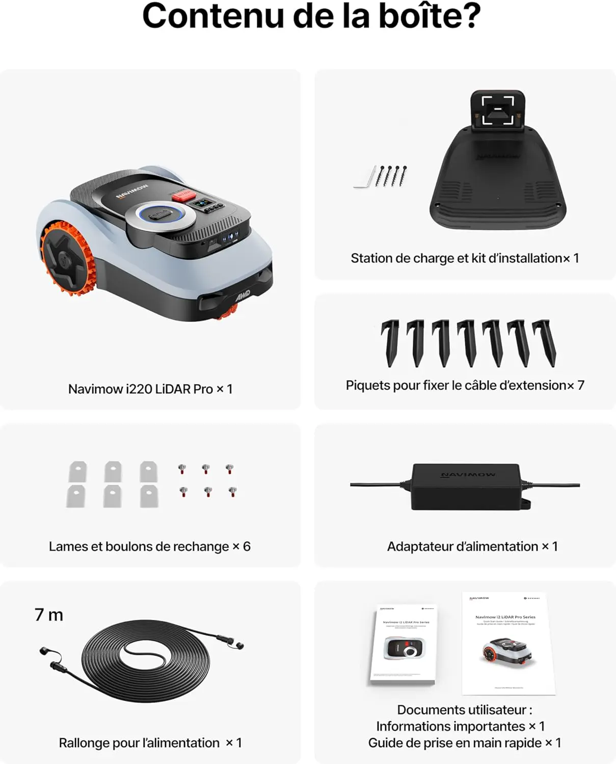 Robot tondeuse gris vue 8