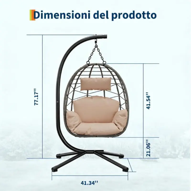 Fauteuils suspendus en rotin beige vue 8