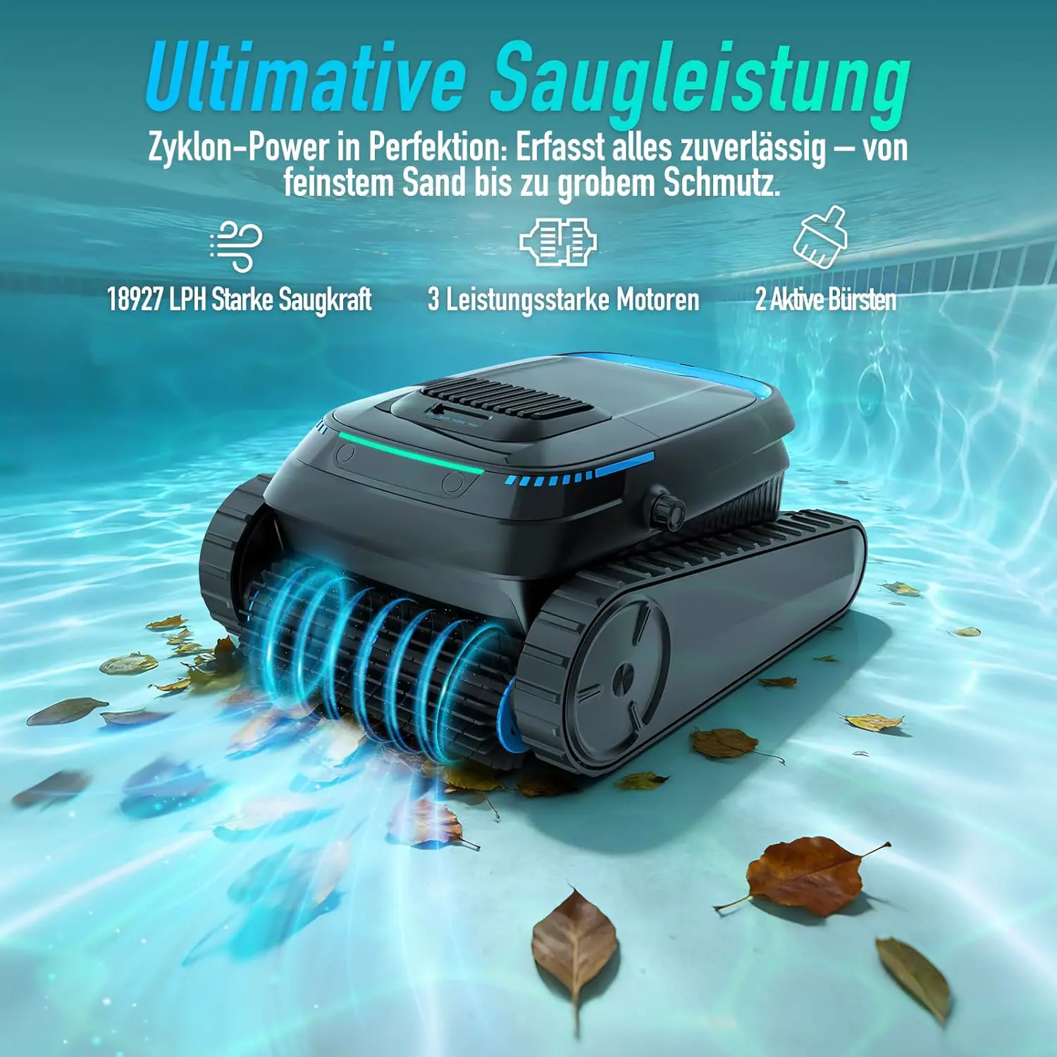Robot piscine sable vue 2