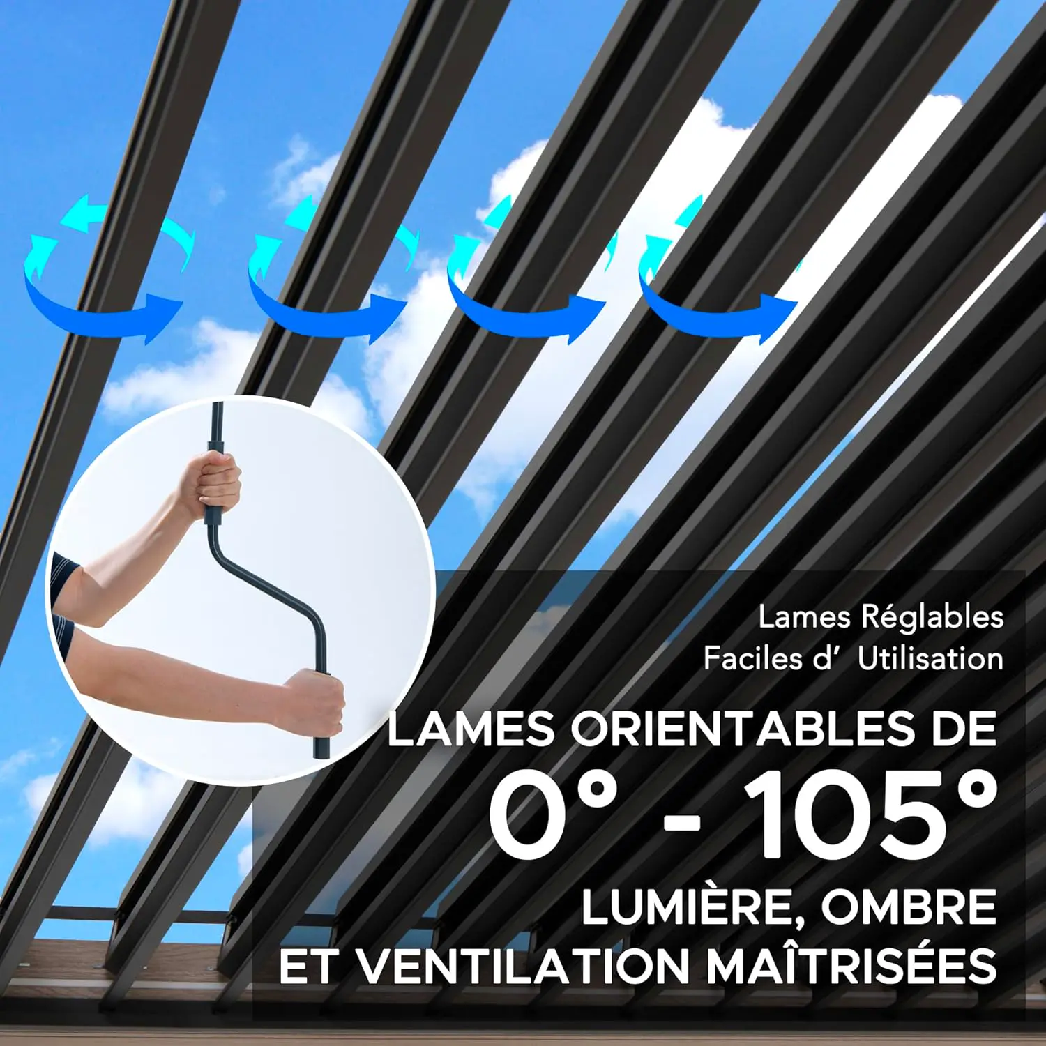 Pergola en aluminium 3x3 m vue 3