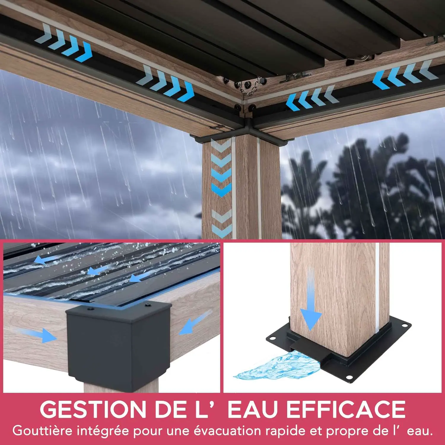 Pergola en aluminium 3x3 m vue 5