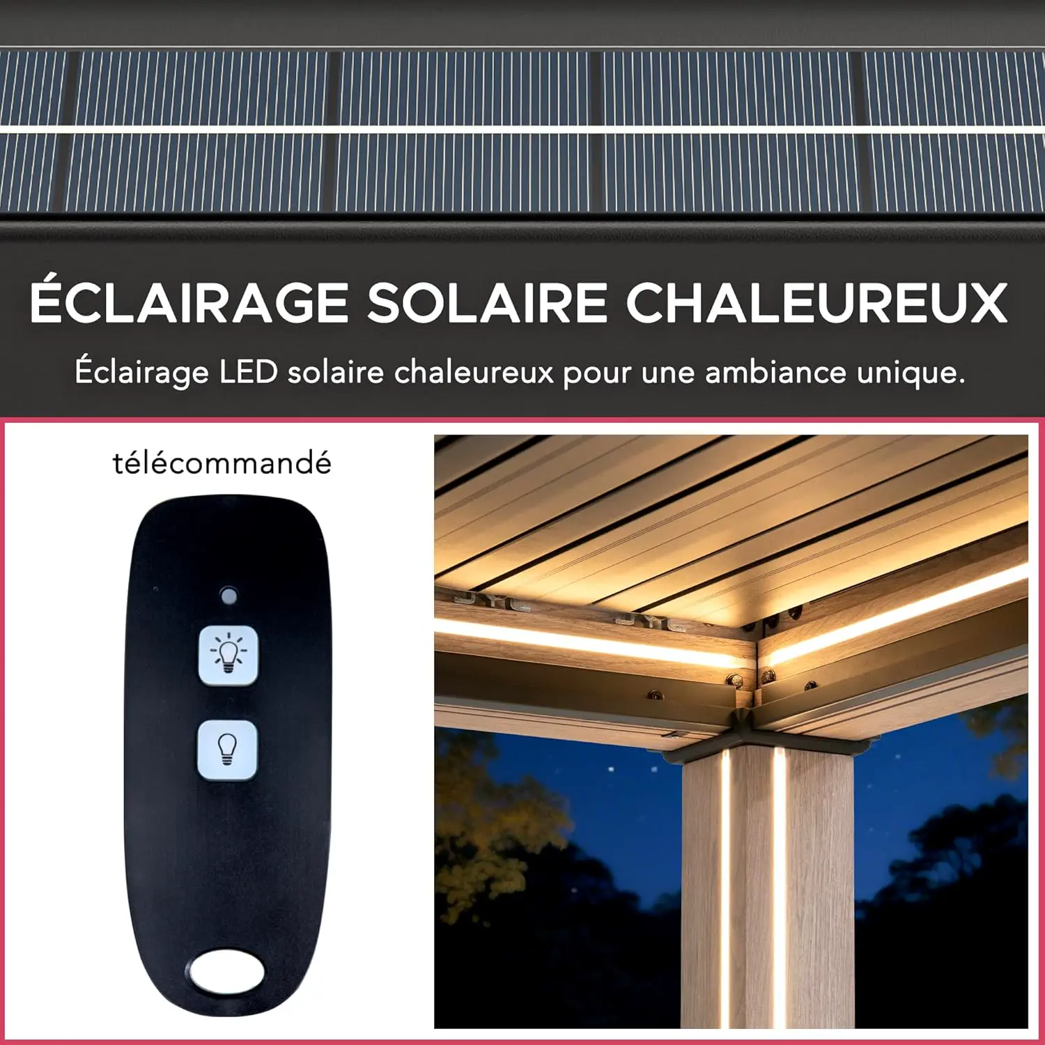 Pergola en aluminium 3x3 m vue 6