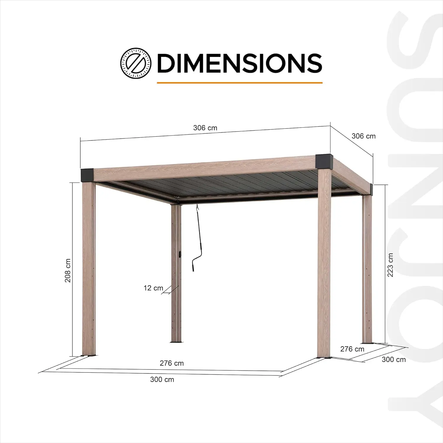 Pergola en aluminium 3x3 m vue 9