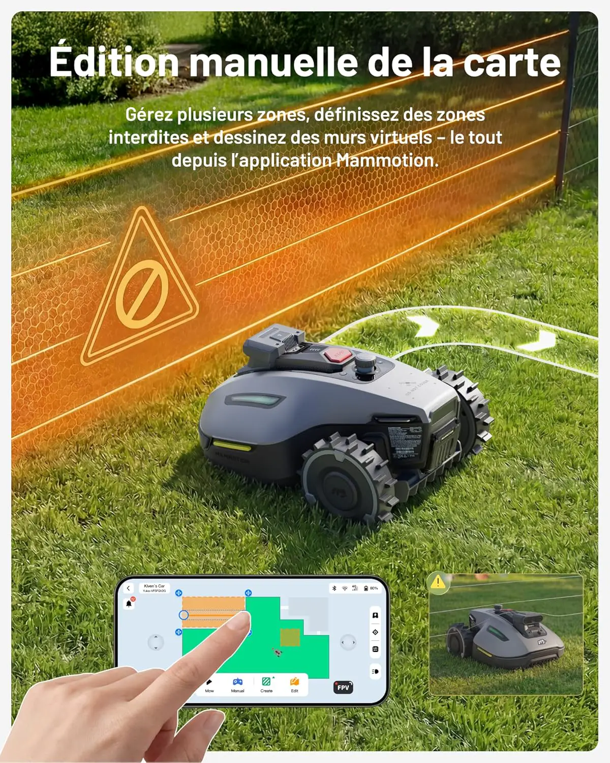 Robot tondeuse blanc vue 6