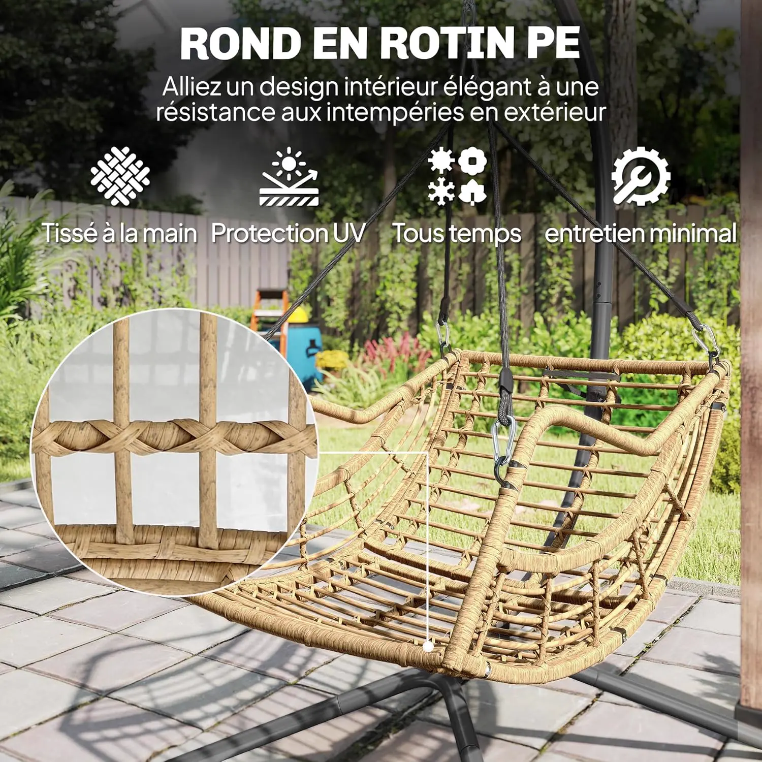 Fauteuils suspendus en résine gris vue 5