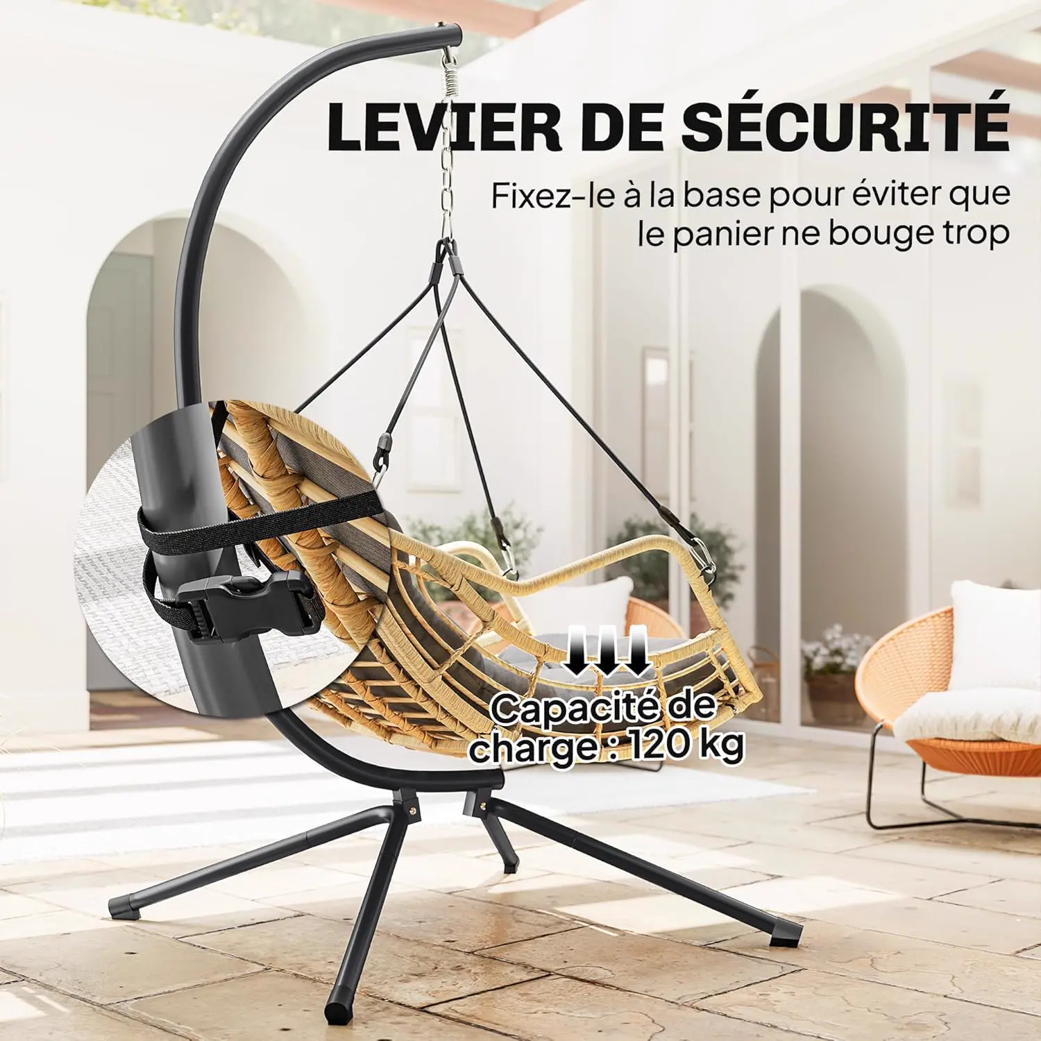 Fauteuils suspendus en résine gris vue 8