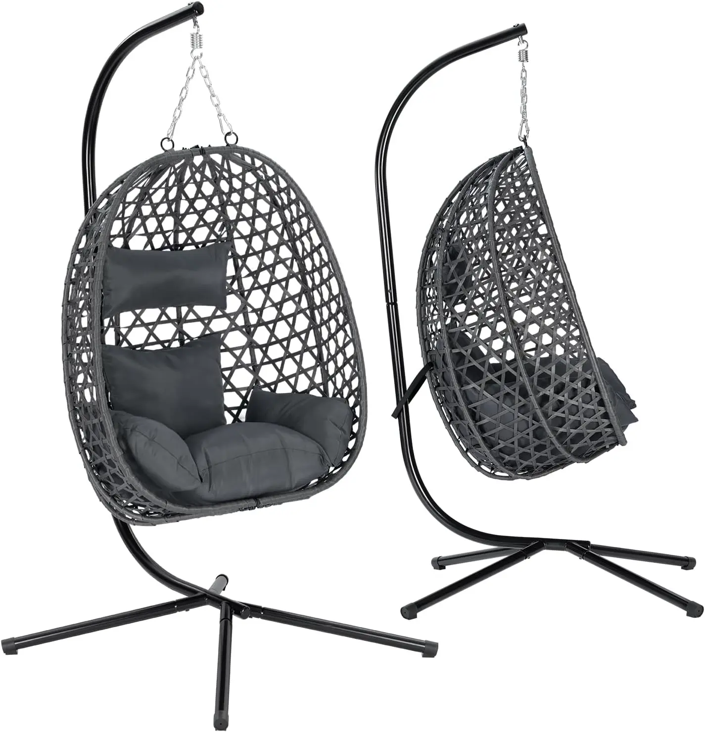 Fauteuils suspendus en métal gris vue 1
