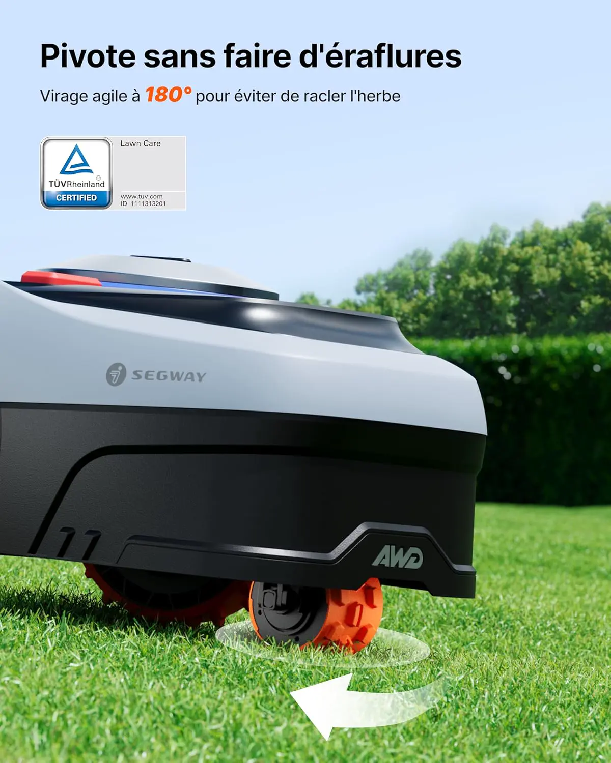 Robot tondeuse gris vue 3