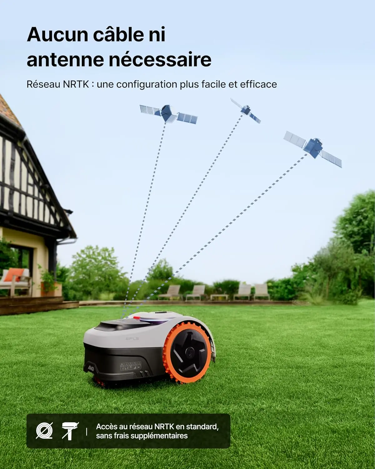 Robot tondeuse gris vue 4