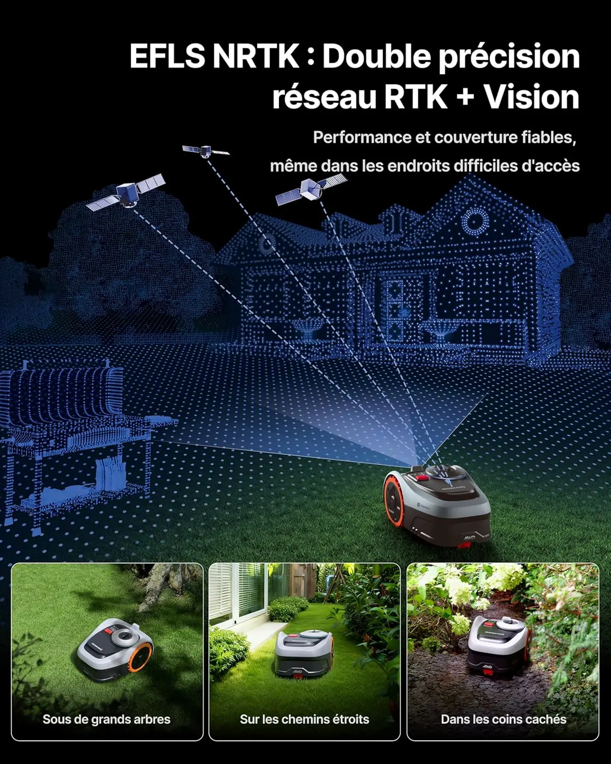Robot tondeuse gris vue 6