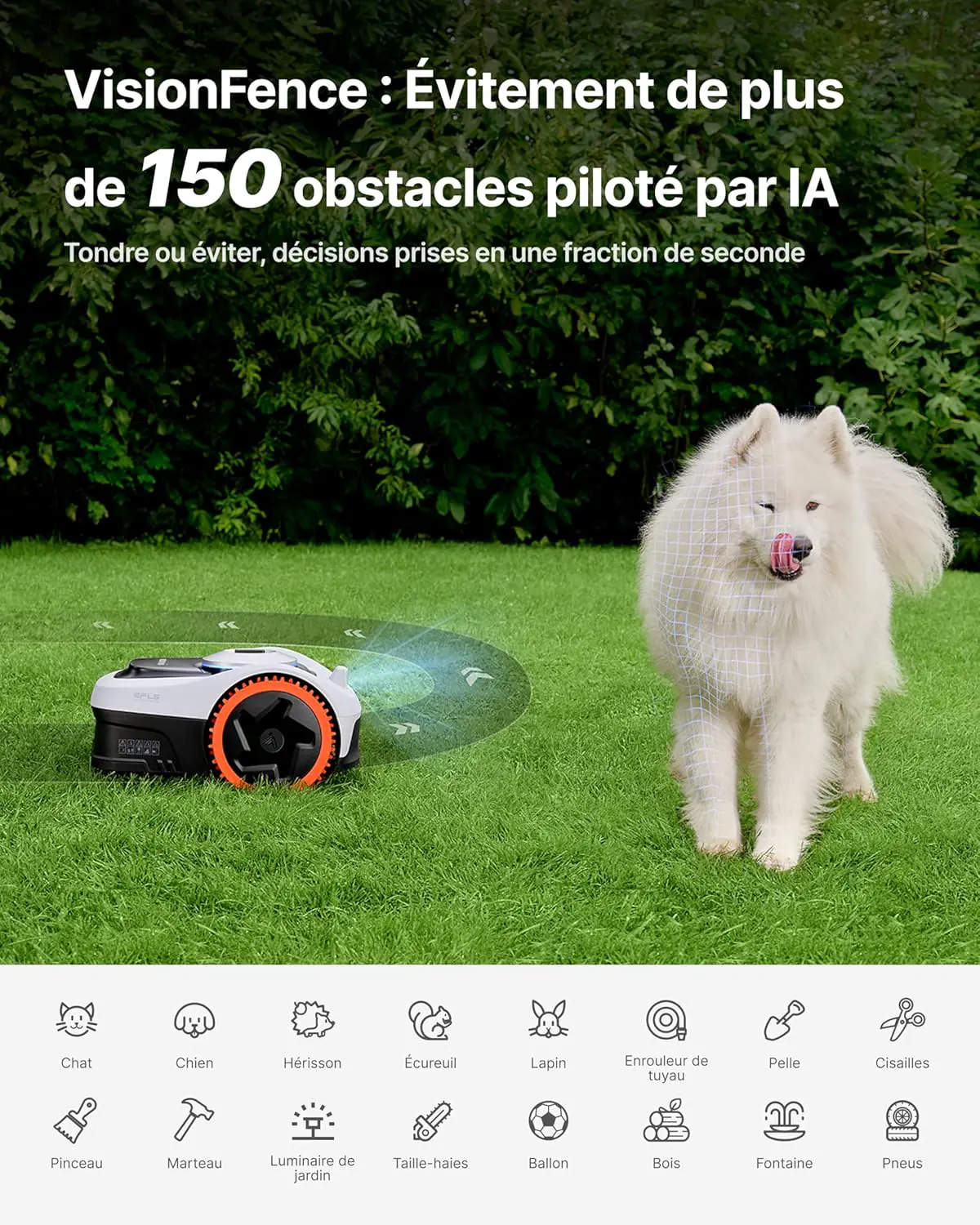 Robot tondeuse gris vue 7