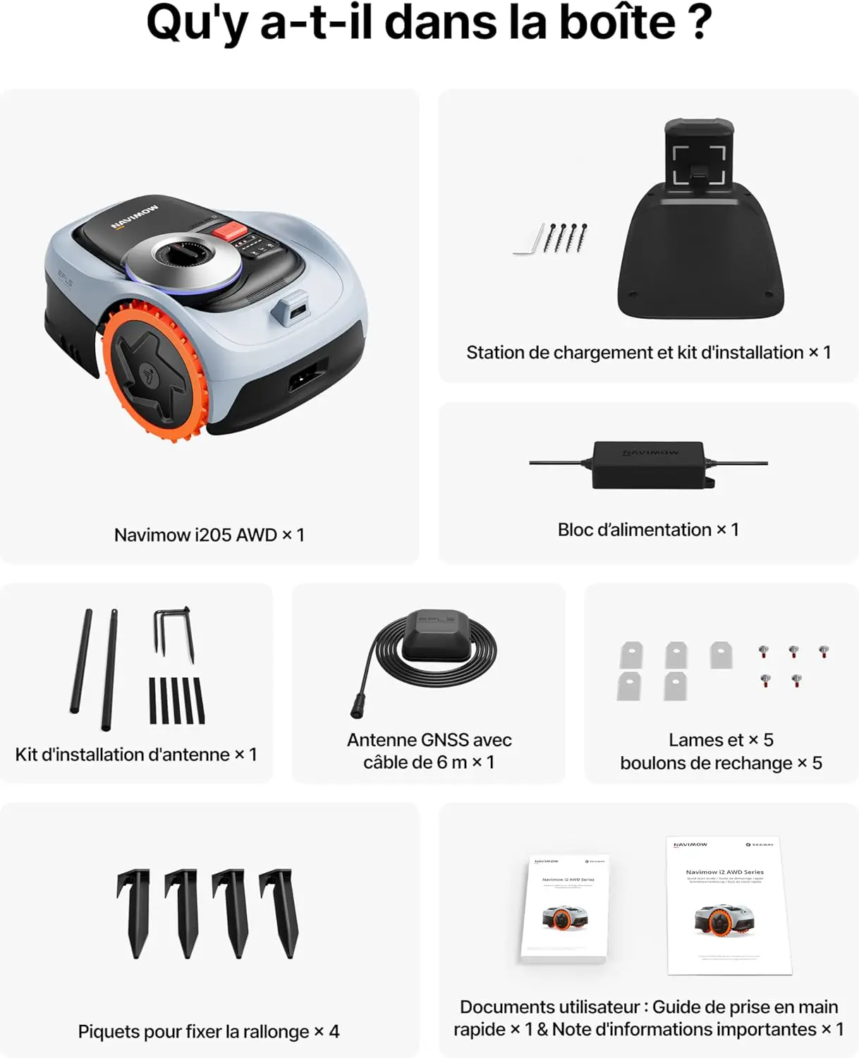 Robot tondeuse gris vue 9