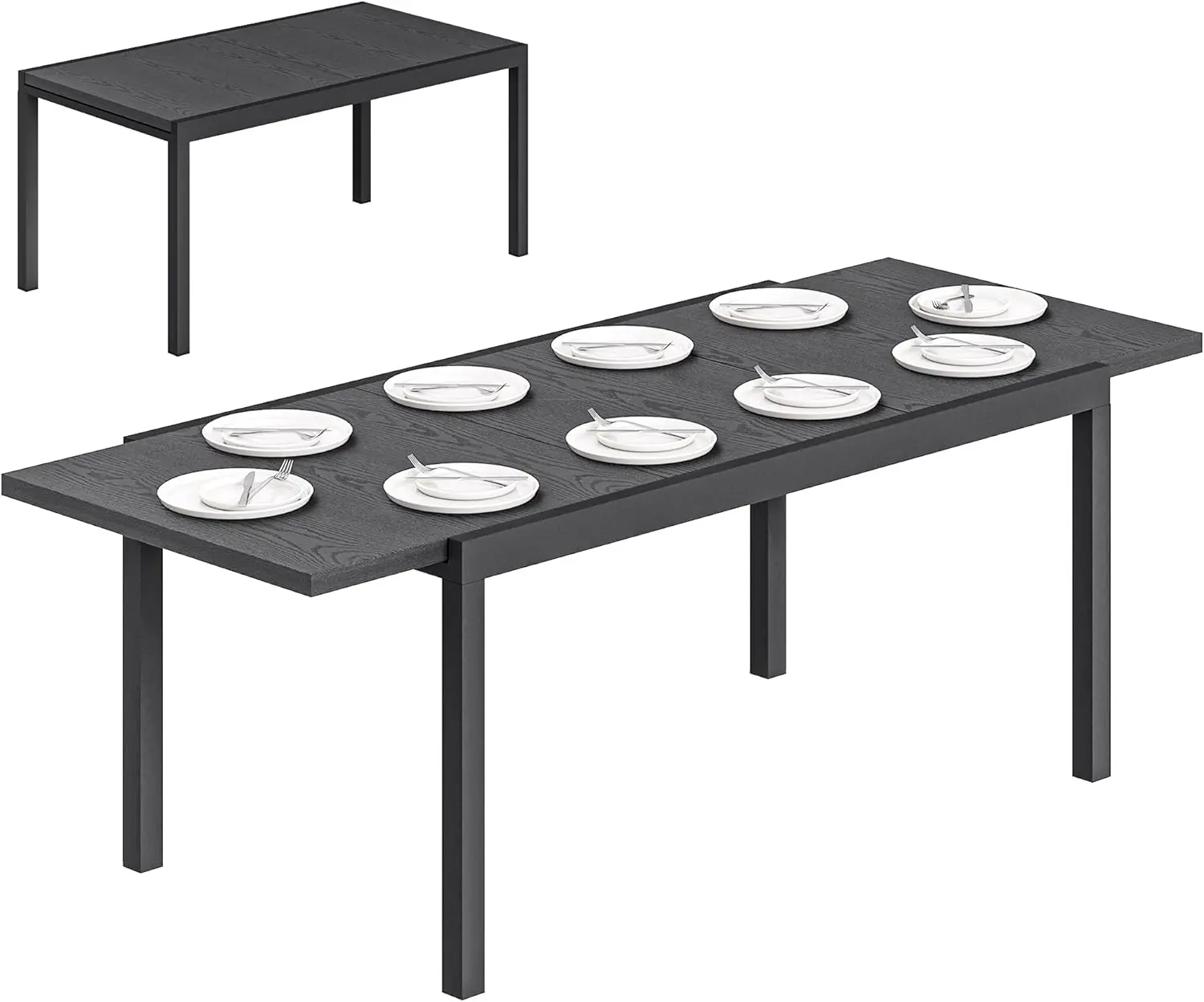 Outsunny Table de Jardin Extensible 154-214 cm Plateau Aluminium