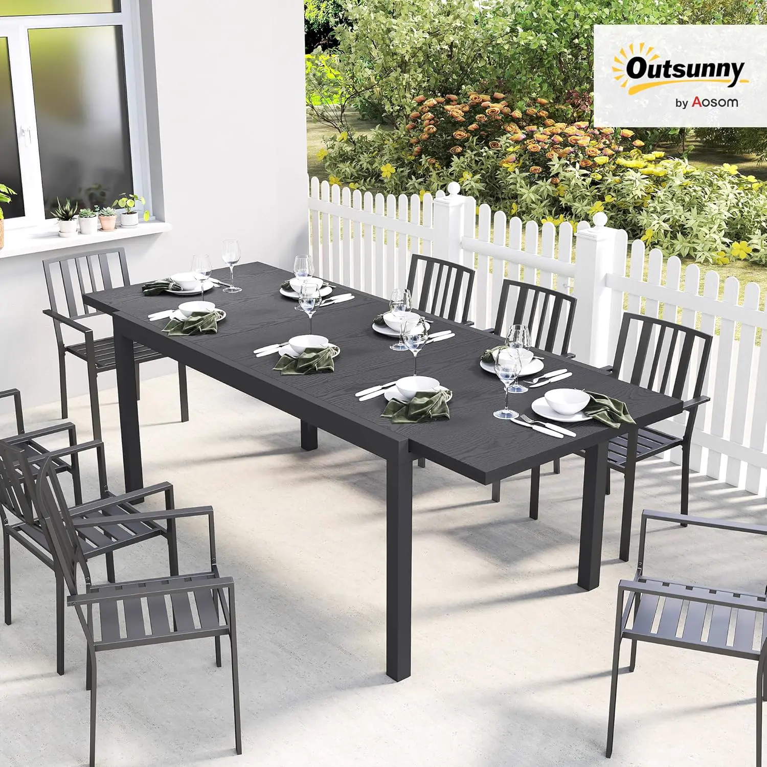 Table de jardin 10 places en aluminium gris vue 2