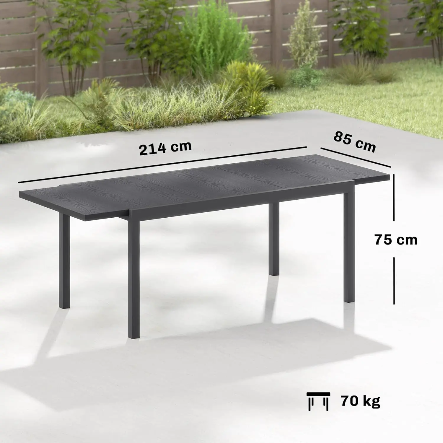 Table de jardin 10 places en aluminium gris vue 3