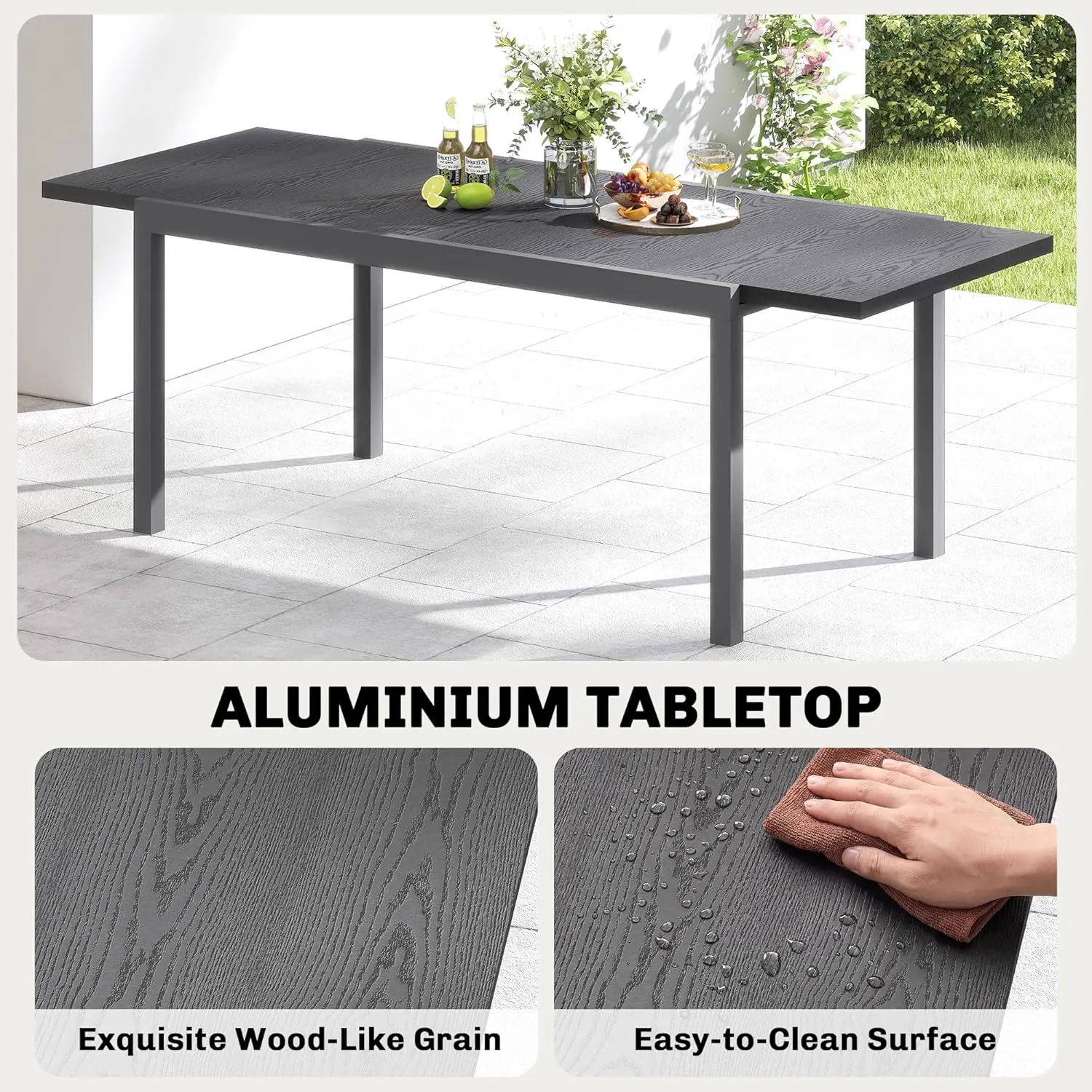 Table de jardin 10 places en aluminium gris vue 5
