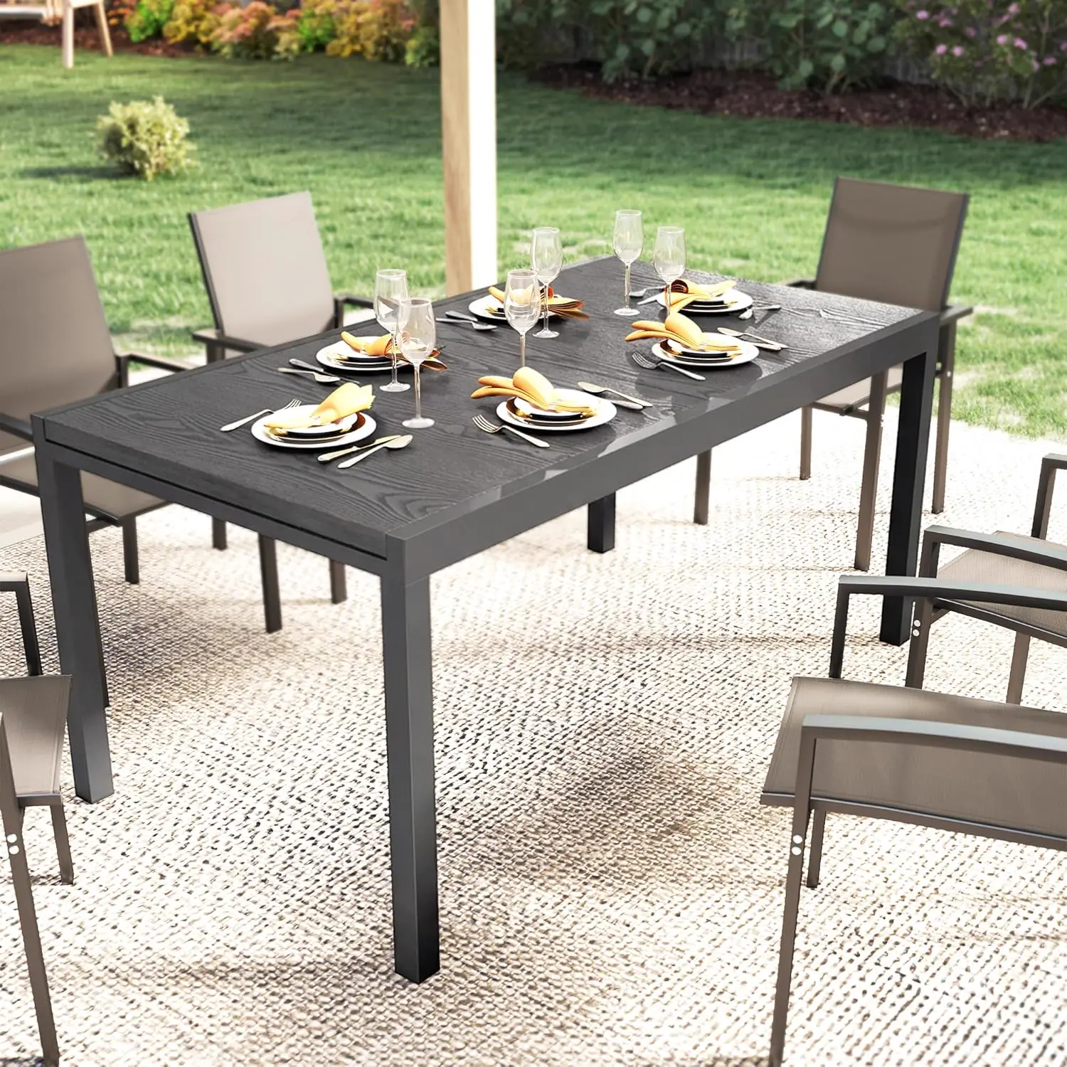 Table de jardin 10 places en aluminium gris vue 8