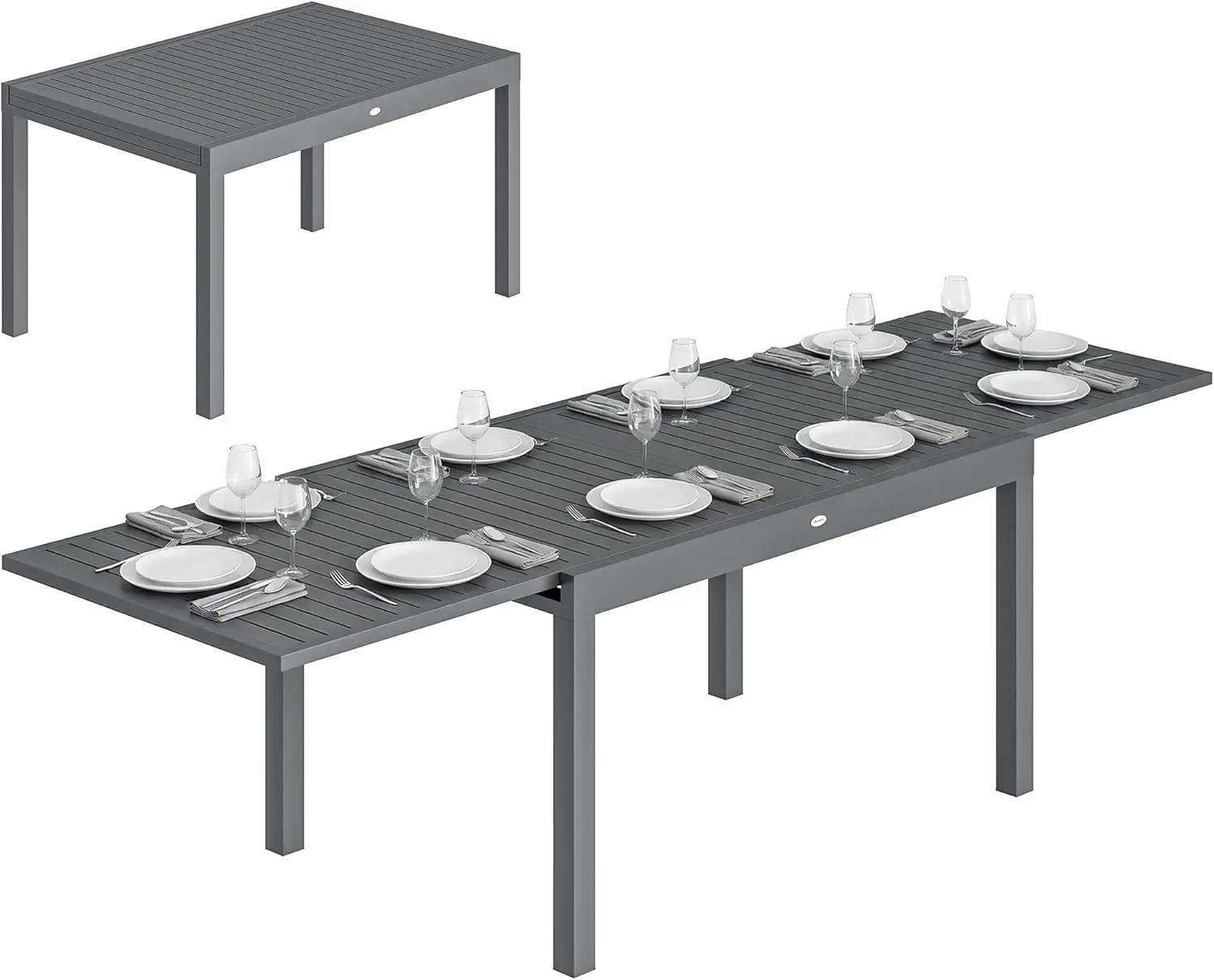 Outsunny Table de Jardin Extensible en Aluminium