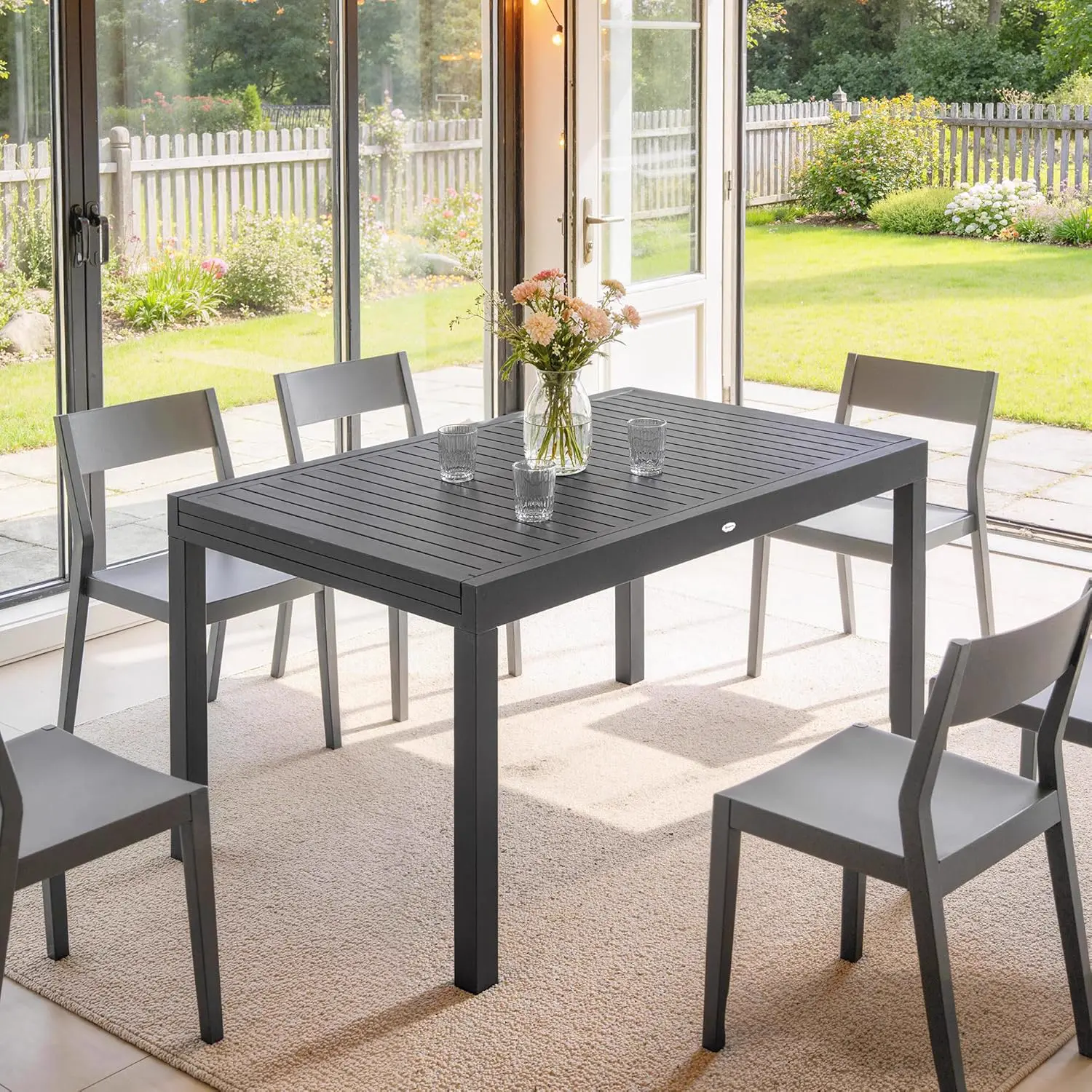 Table de jardin 10 places en aluminium gris vue 8