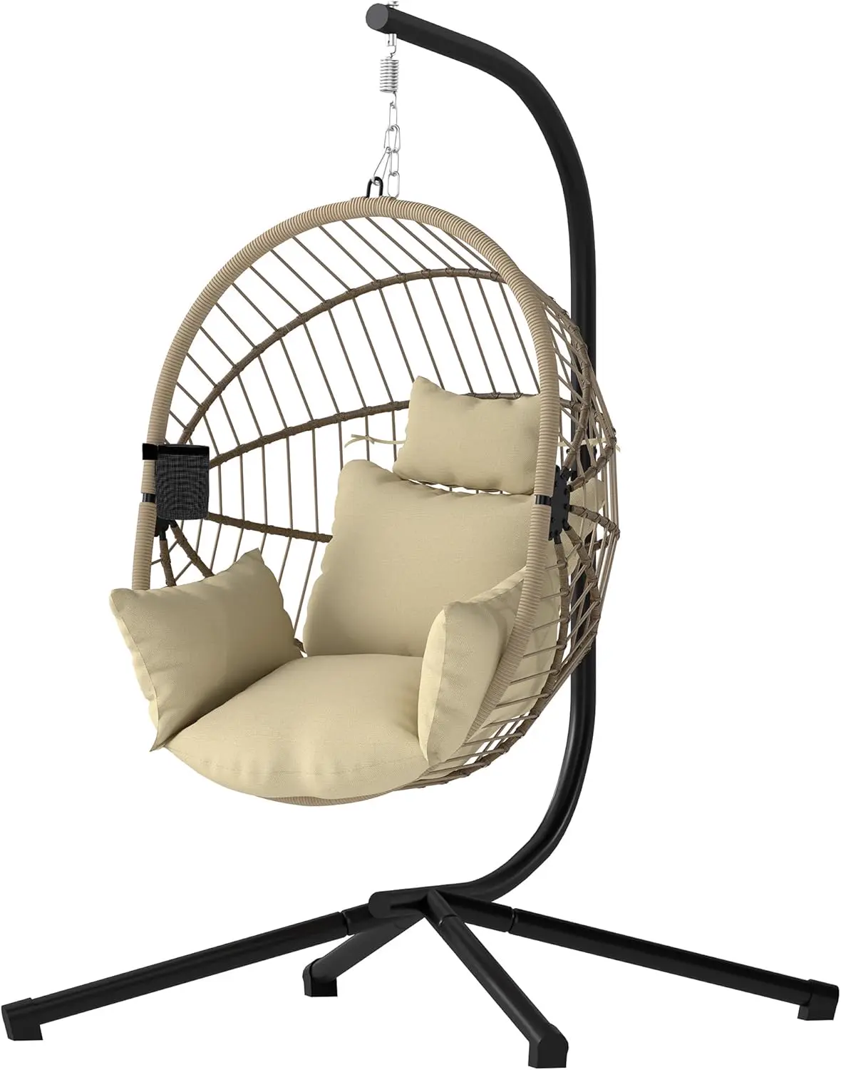 Fauteuils suspendus en métal kaki vue 1