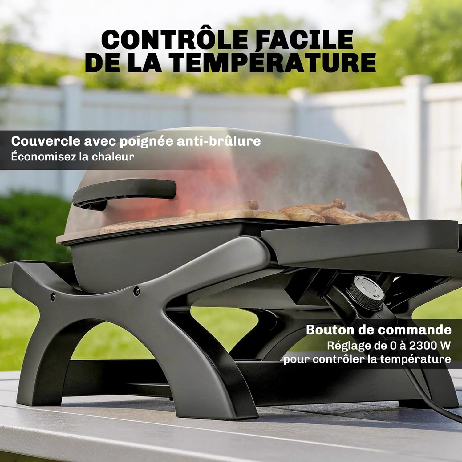 Barbecue électrique noir vue 3