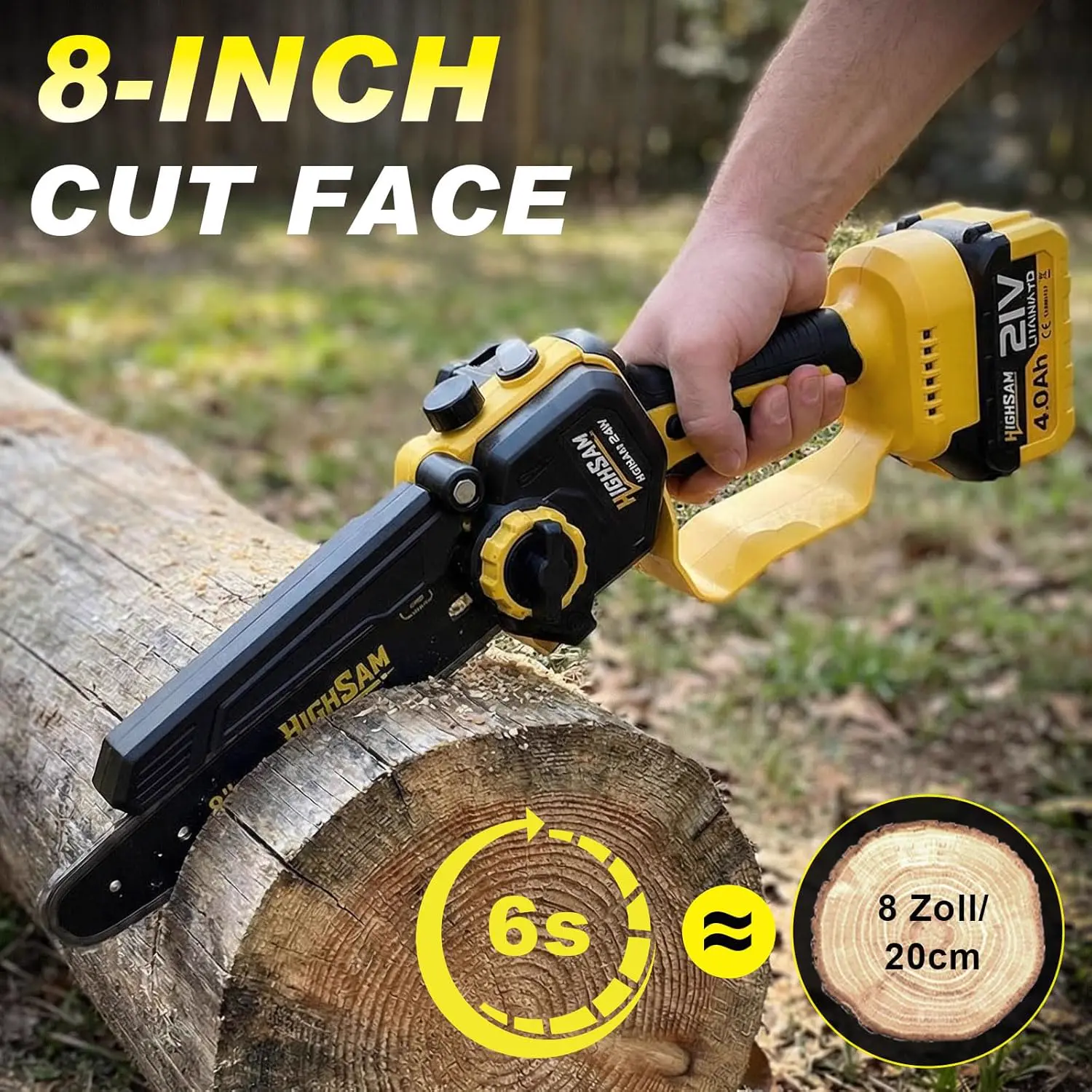 Tronçonneuse à batterie en bois jaune 2x4 m vue 6