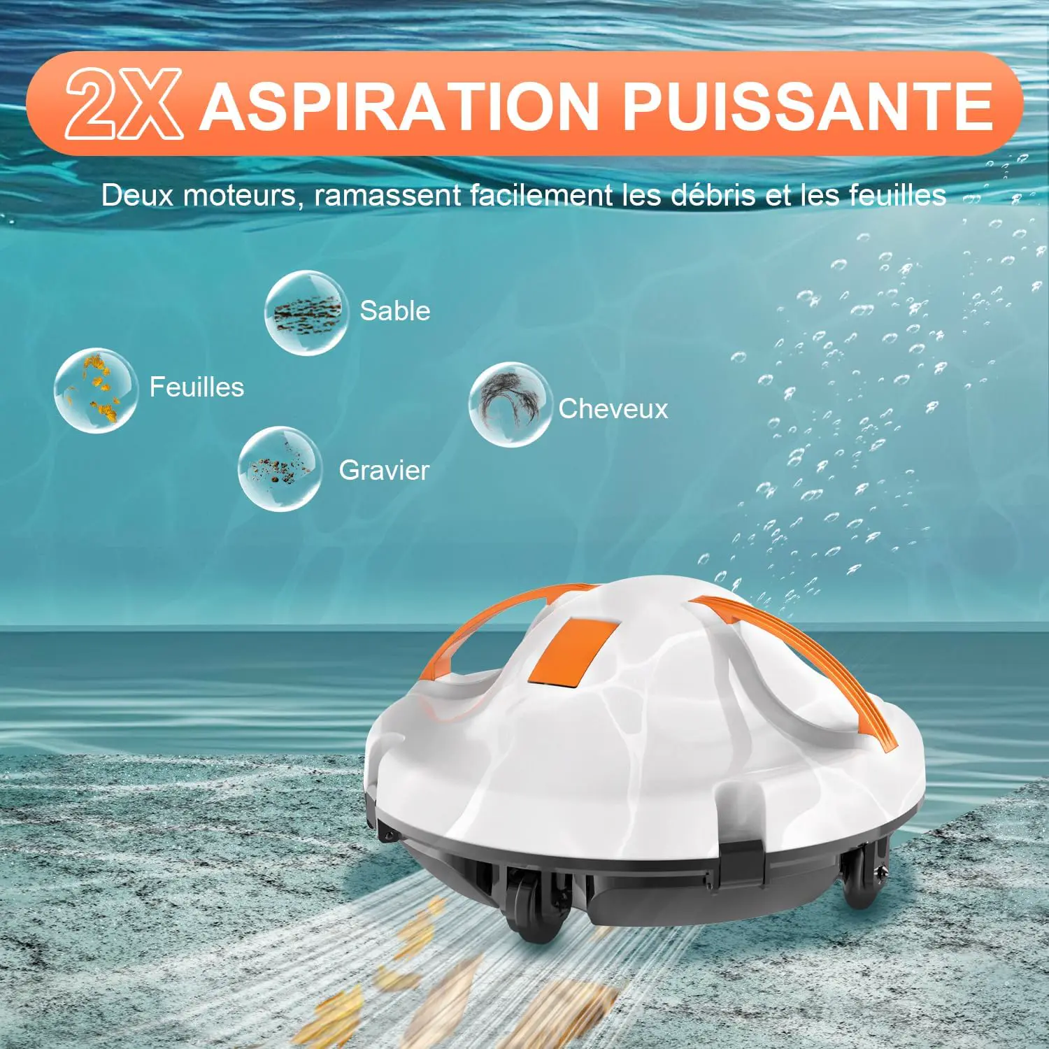 Robot piscine Robot Piscine sans Fil 130 Minutes de Nettoyage vue 3