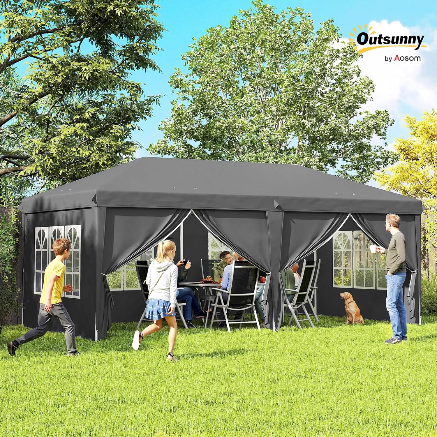 Tonnelle en métal gris 3x6 m vue 2