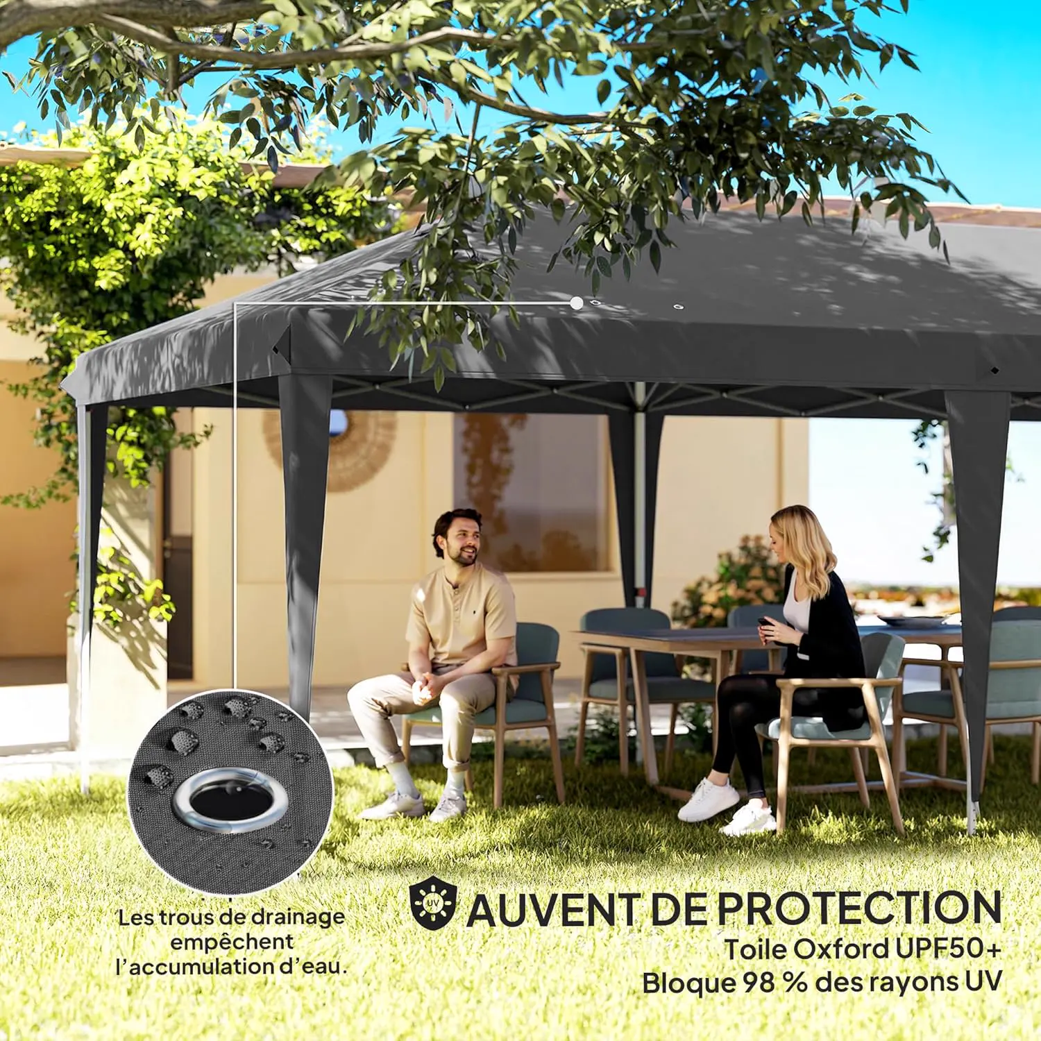 Tonnelle en métal gris 3x6 m vue 5