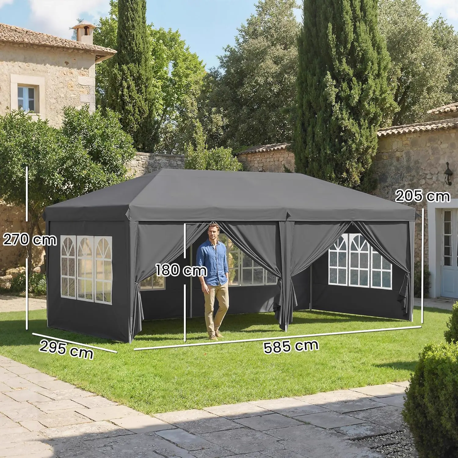 Tonnelle en métal gris 3x6 m vue 7