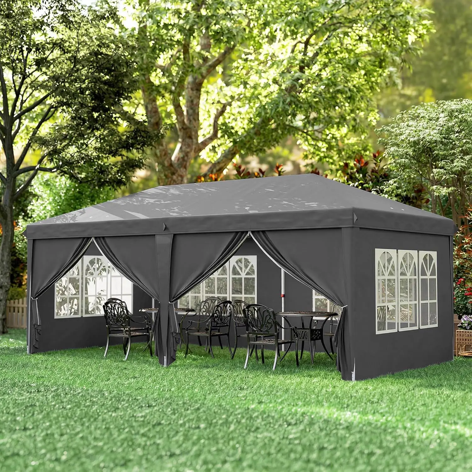 Tonnelle en métal gris 3x6 m vue 9