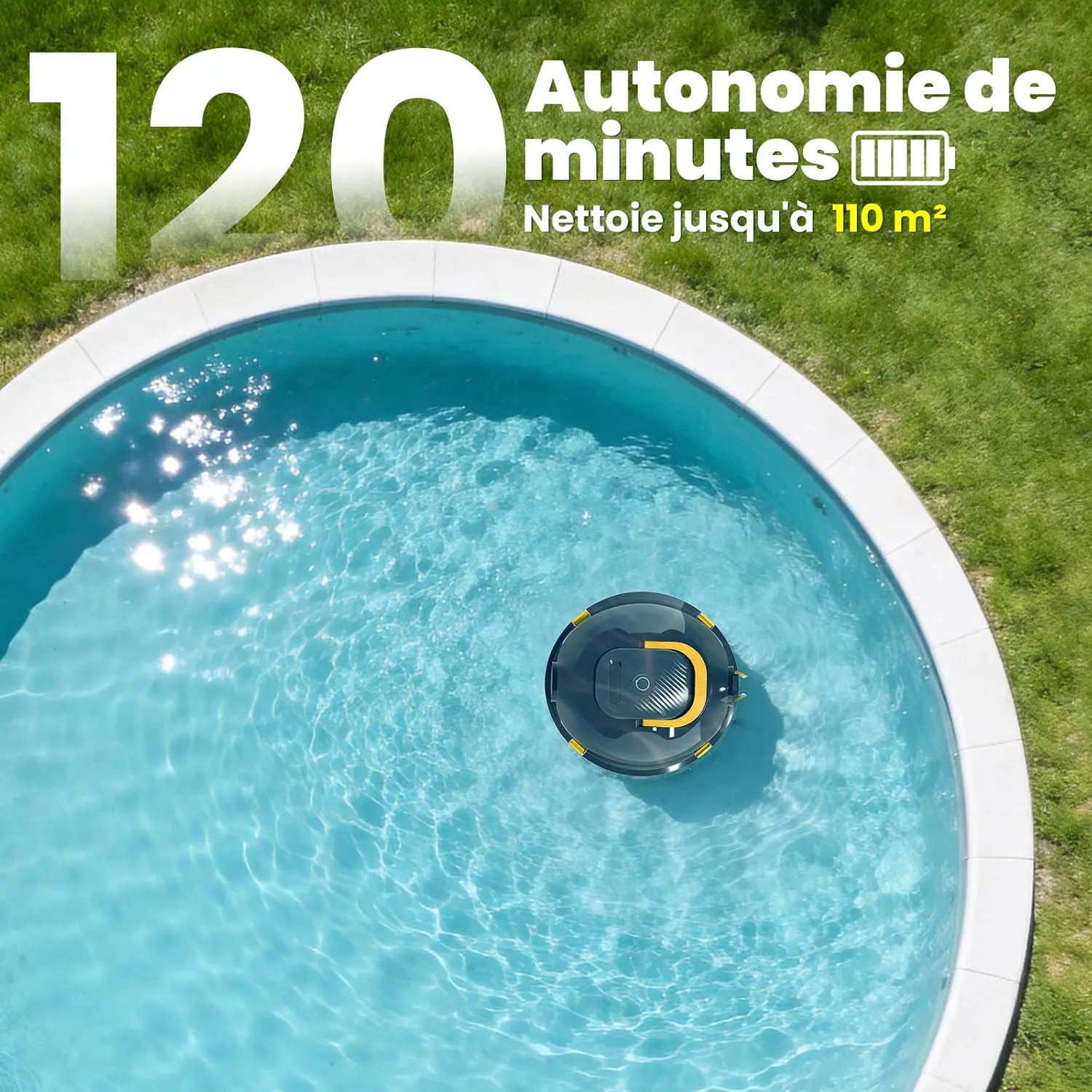 Robot piscine blanc vue 3
