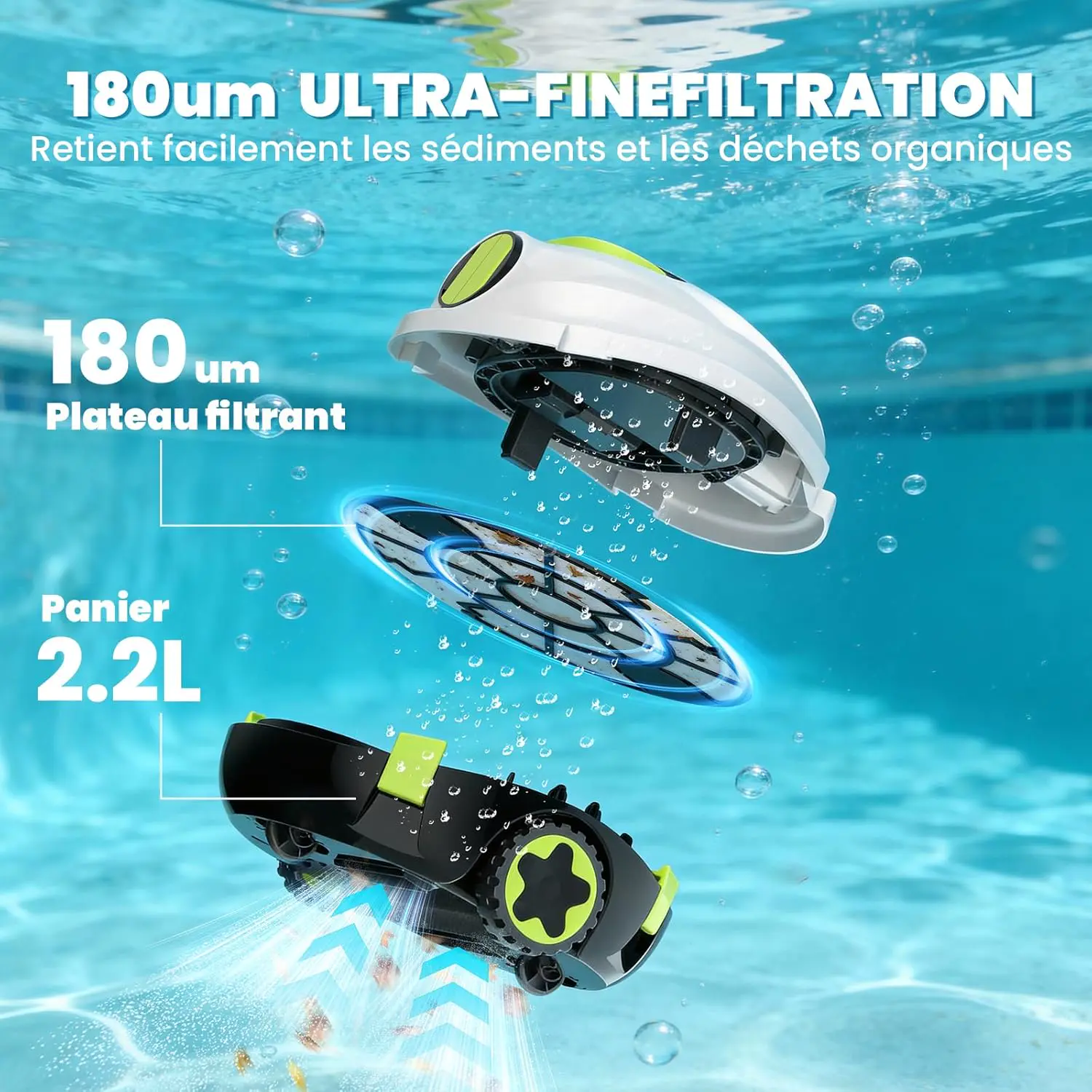 Robot piscine blanc vue 6