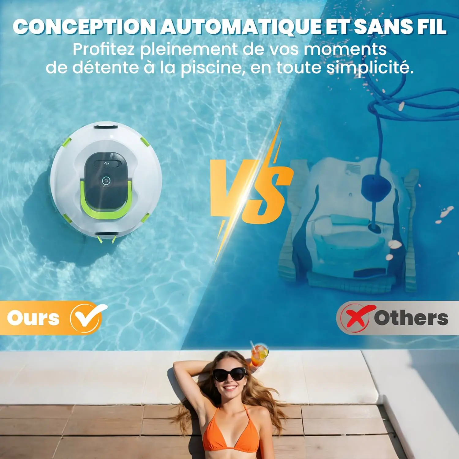 Robot piscine blanc vue 8