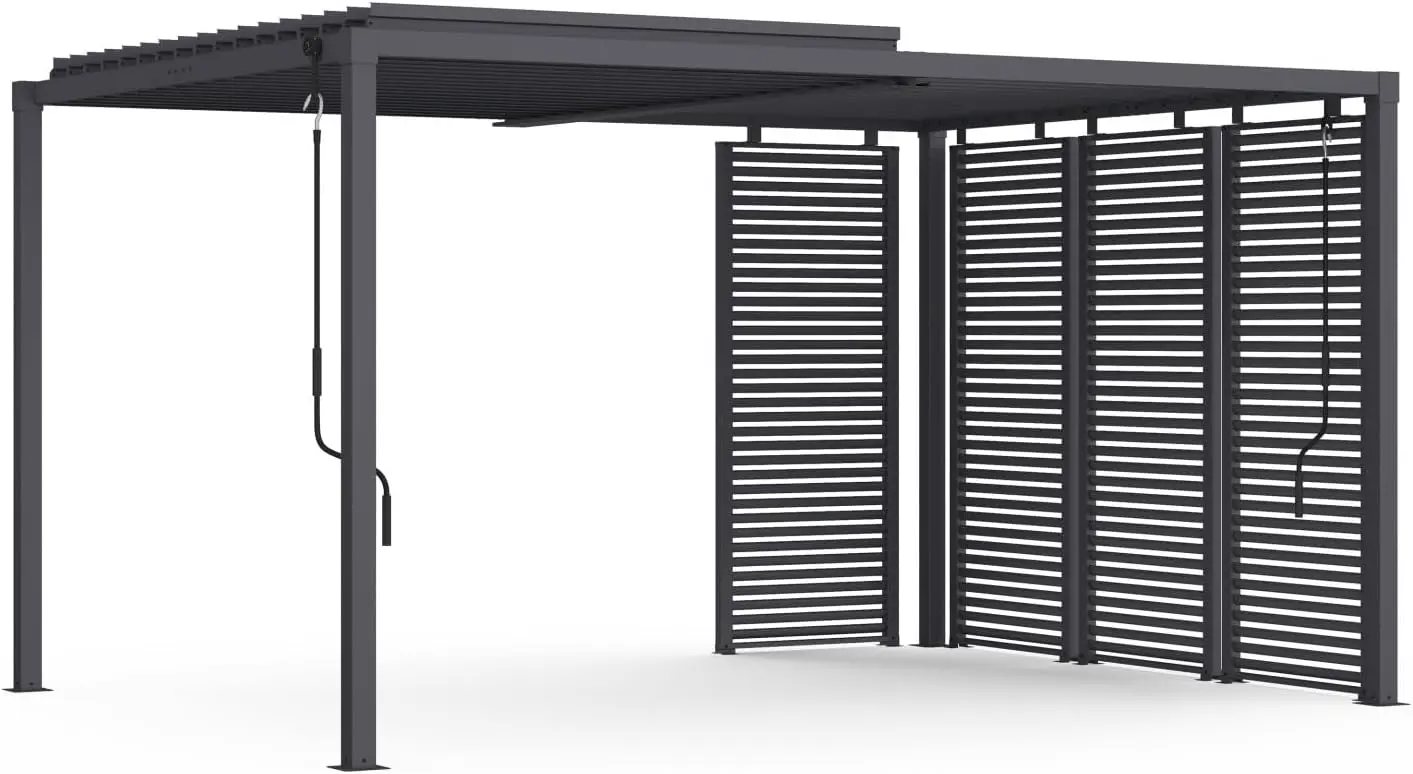 Pergola en métal gris 3x4 m vue 3