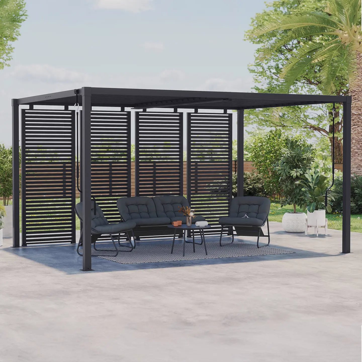 IDMarket - Pergola bioclimatique Lames orientables Acier 3x4 M avec