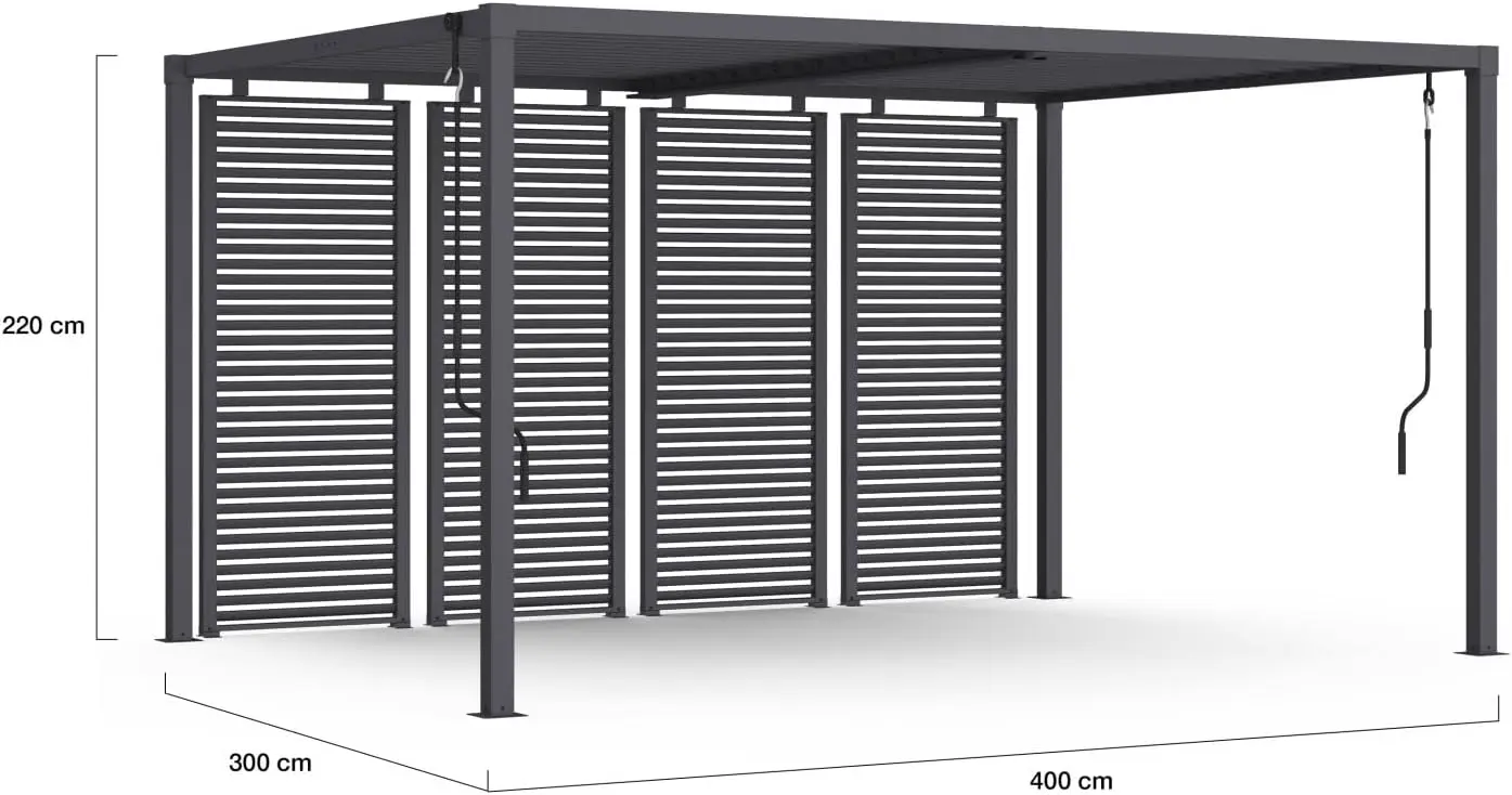 Pergola en métal gris 3x4 m vue 5