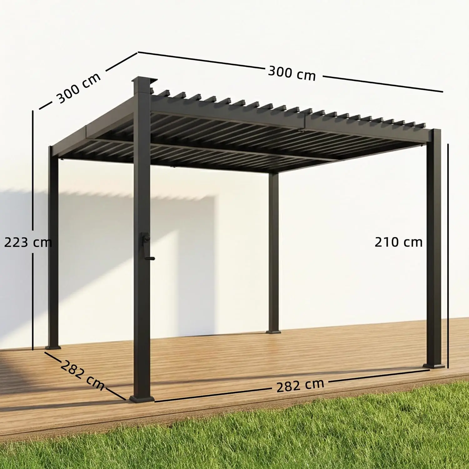 Pergola en métal noir 3x3 m vue 2